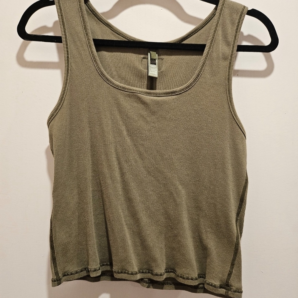 SKIMS Sage Green Ribbed Tank Top